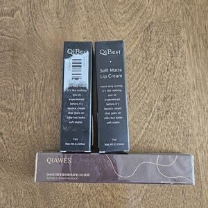 QiBest Soft Matte Lip Cream 24 & 26 And Qiawrs Black Eye Liner Lot Of 3